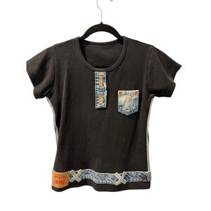 Vintage Levi Strauss Short Sleeve Crew Neck T-Shirt Size Small Casual Rare Black